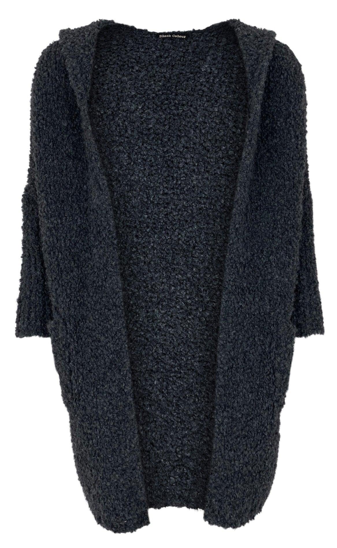 Black Colour Cardigan - Teddy - Dk. Grey