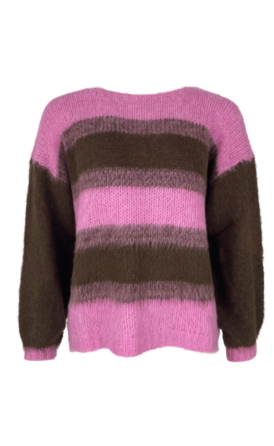 Black Colour Jumper - Avery Brushed - Brown/Pink