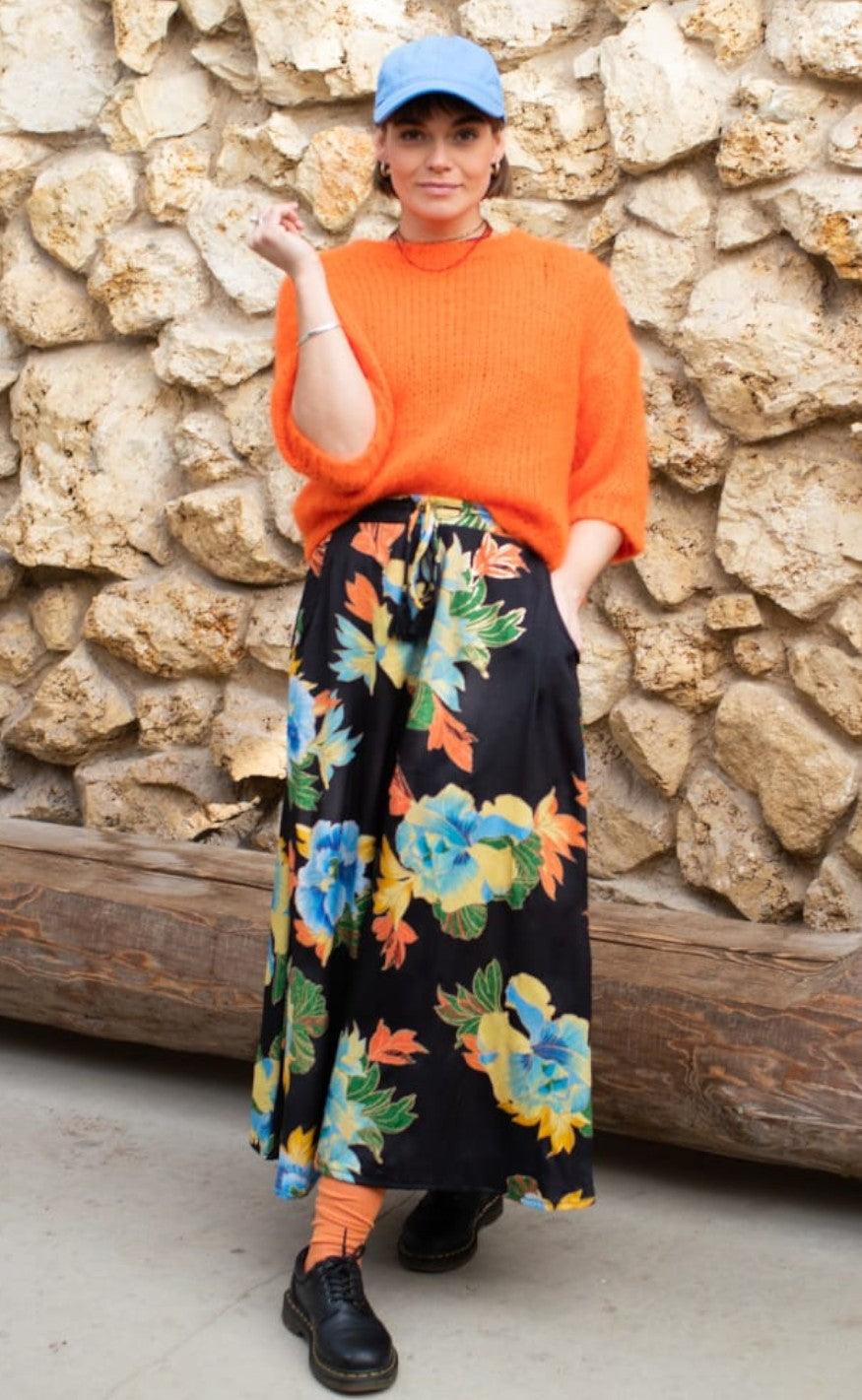 Black Colour Jumper - Casey - Orange