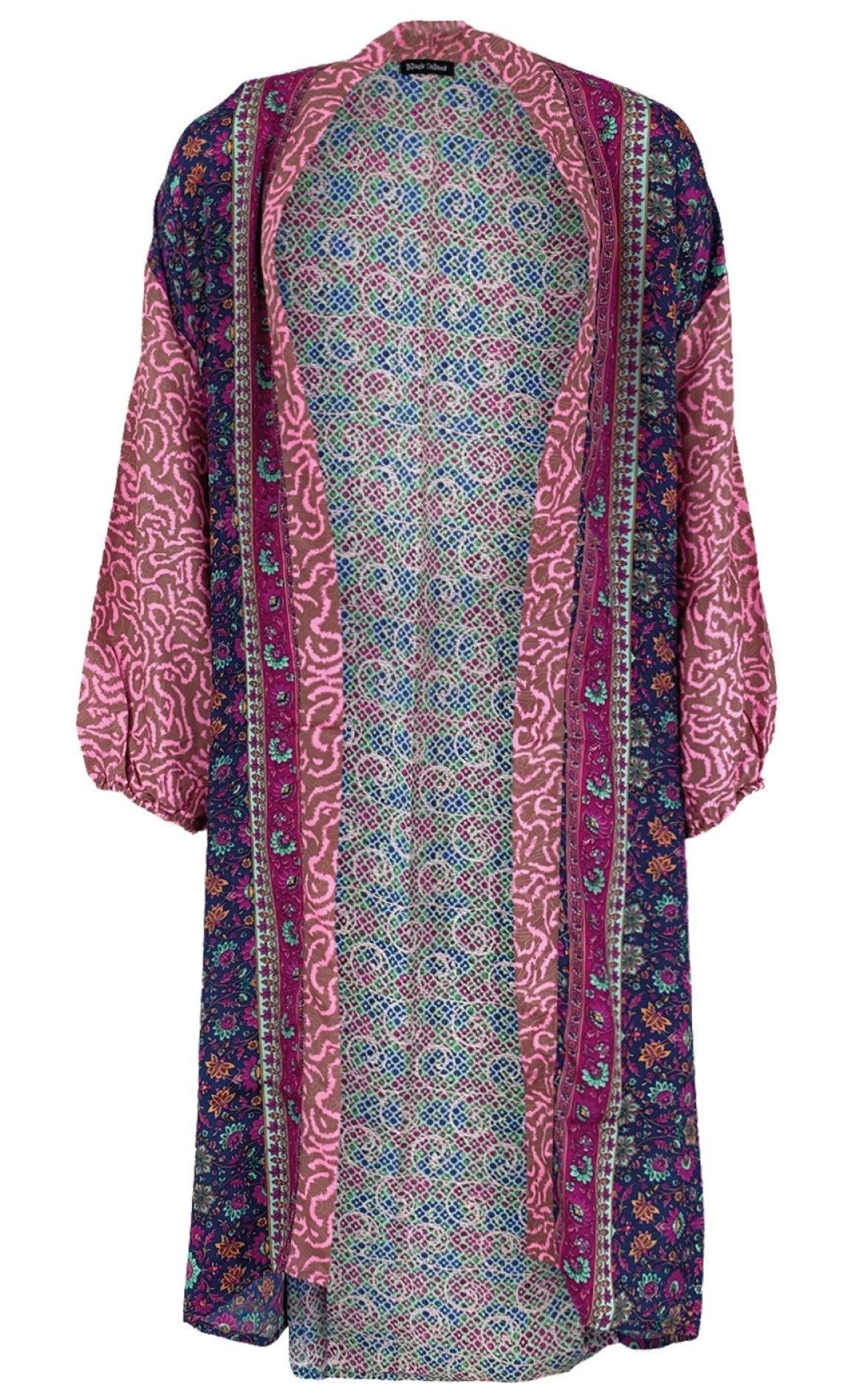 Black Colour Kimono - Luna Long - Blue Mix