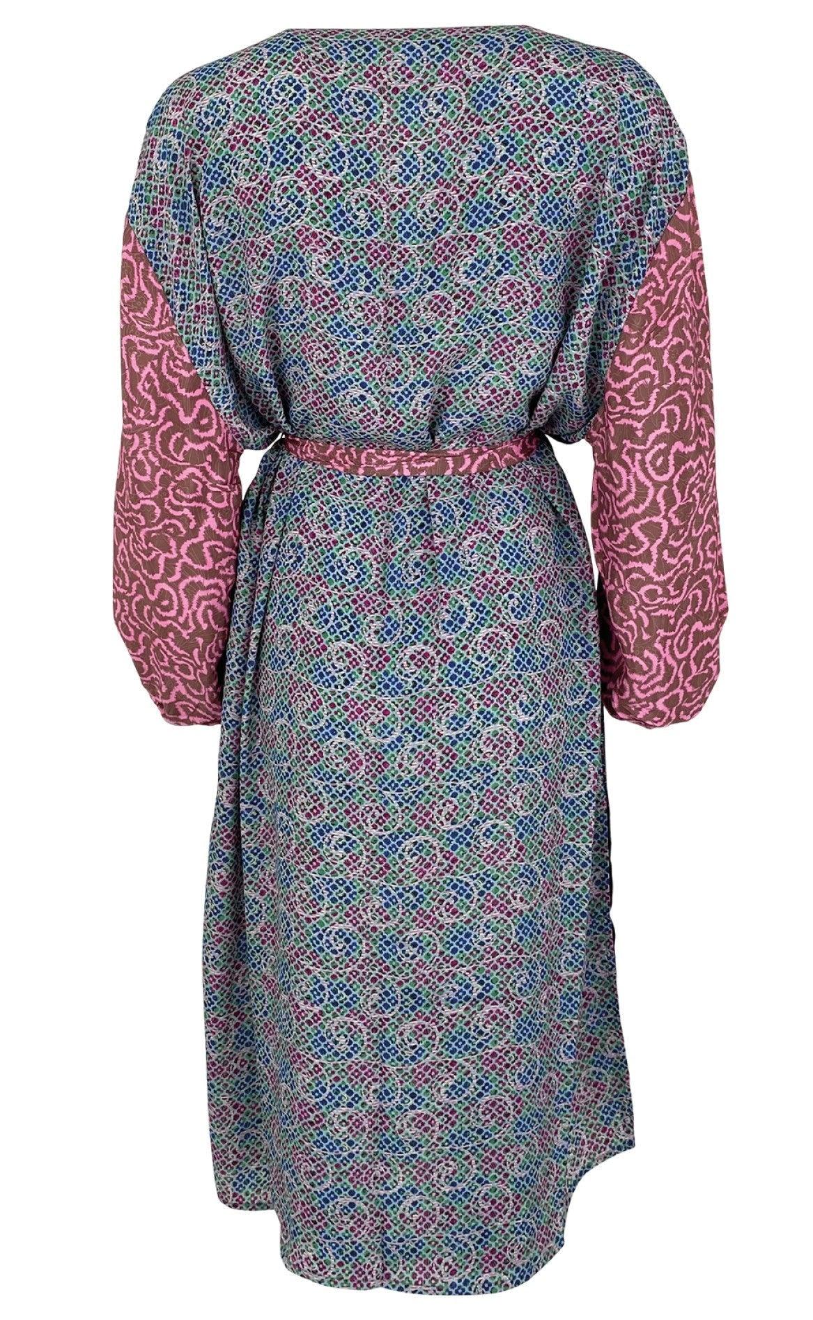 Black Colour Kimono - Luna Long - Blue Mix
