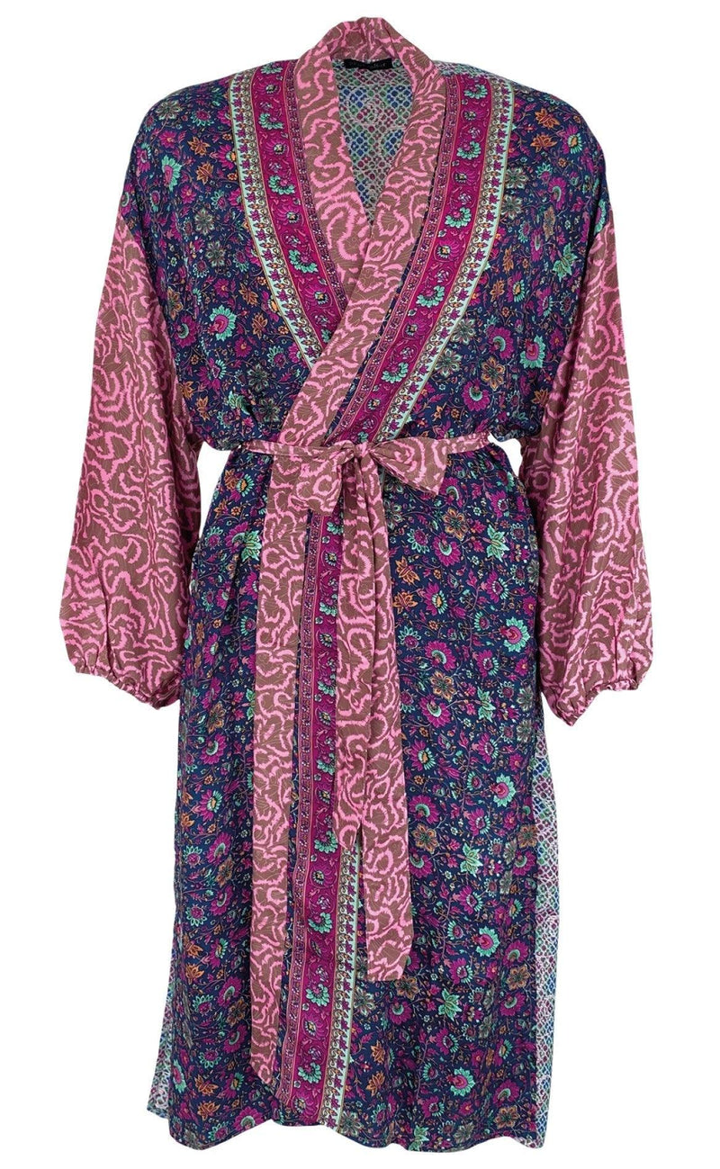 Black Colour Kimono - Luna Long - Blue Mix