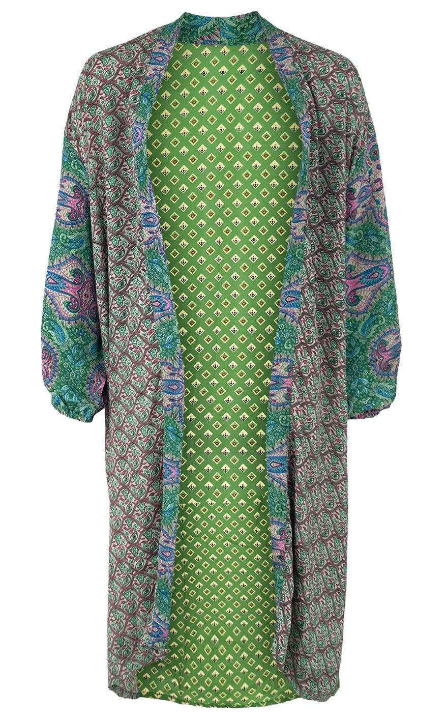 Black Colour Kimono - Luna Long - Green Desire