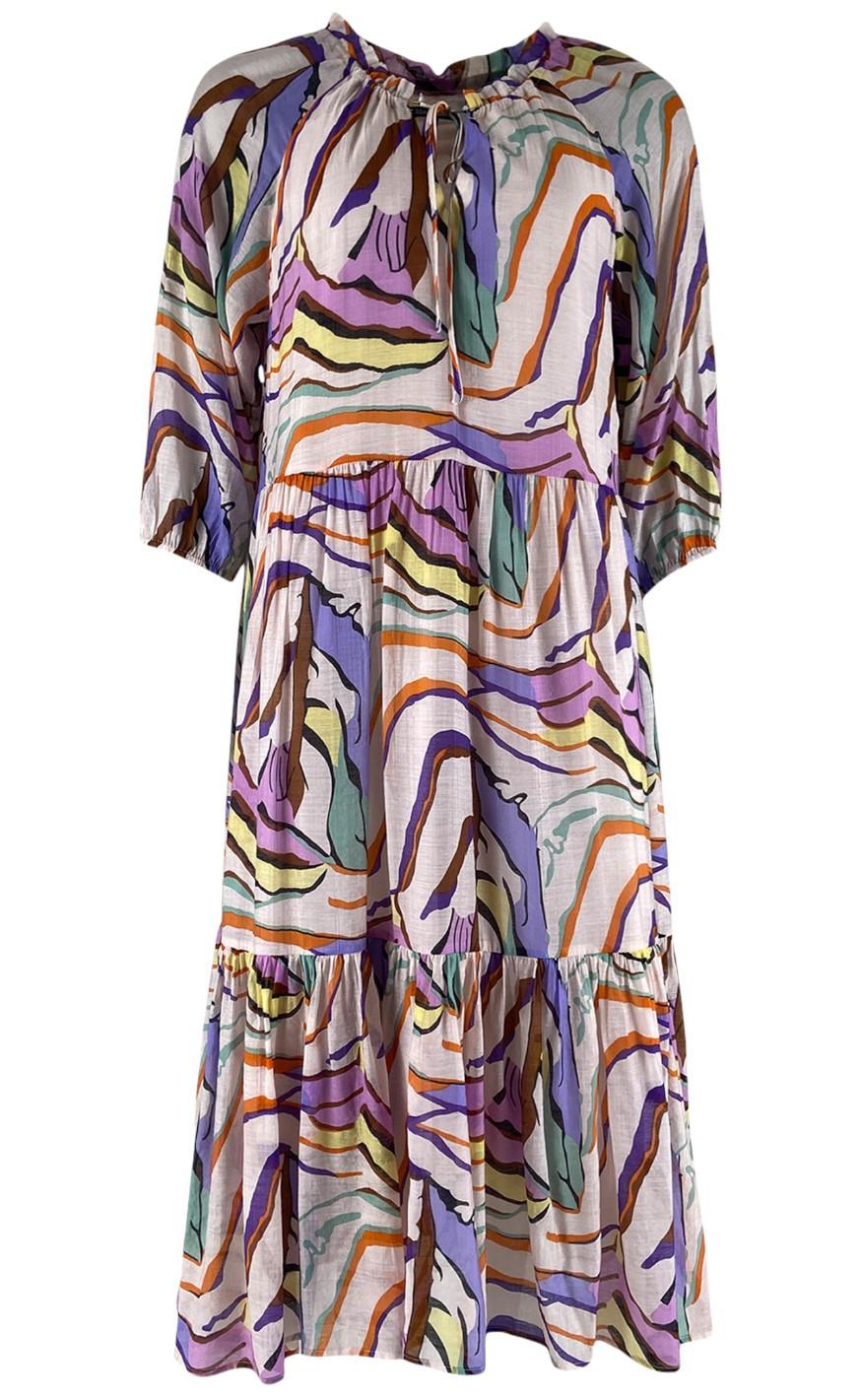 Black Colour Kjole - Abella Graphic Boho - Purple Graphic