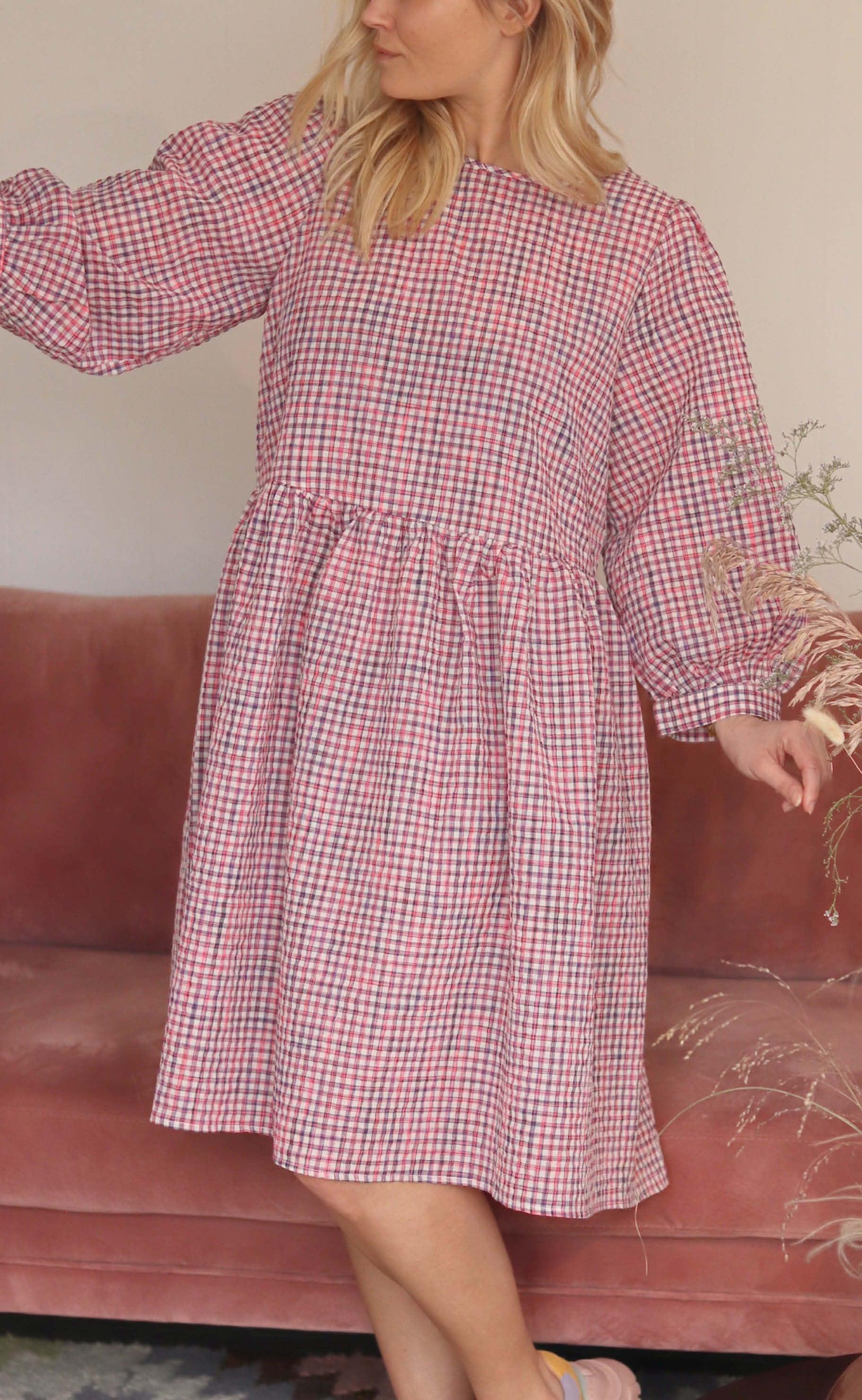 Black Colour Kjole - Ester Chekered - Pink