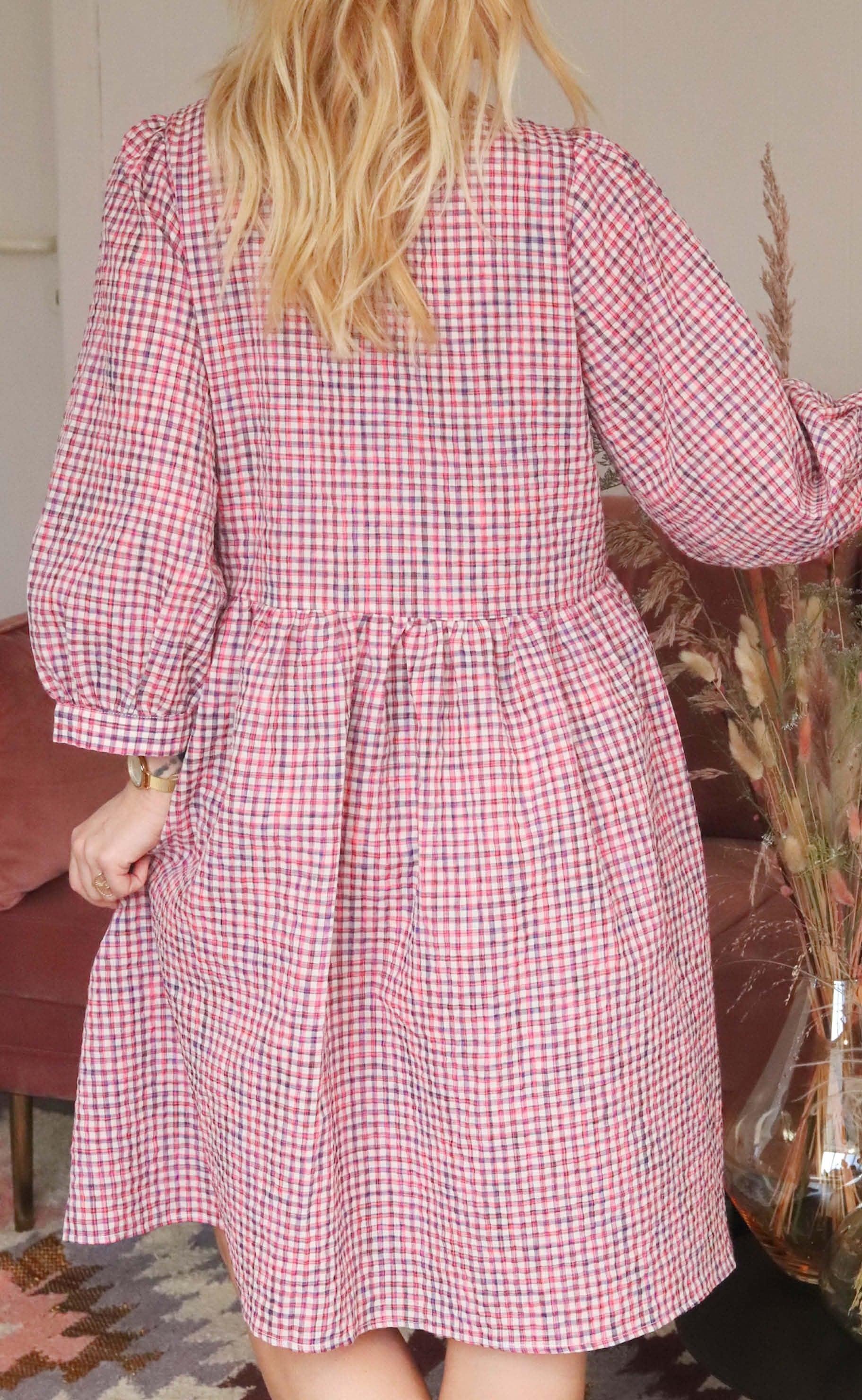 Black Colour Kjole - Ester Chekered - Pink