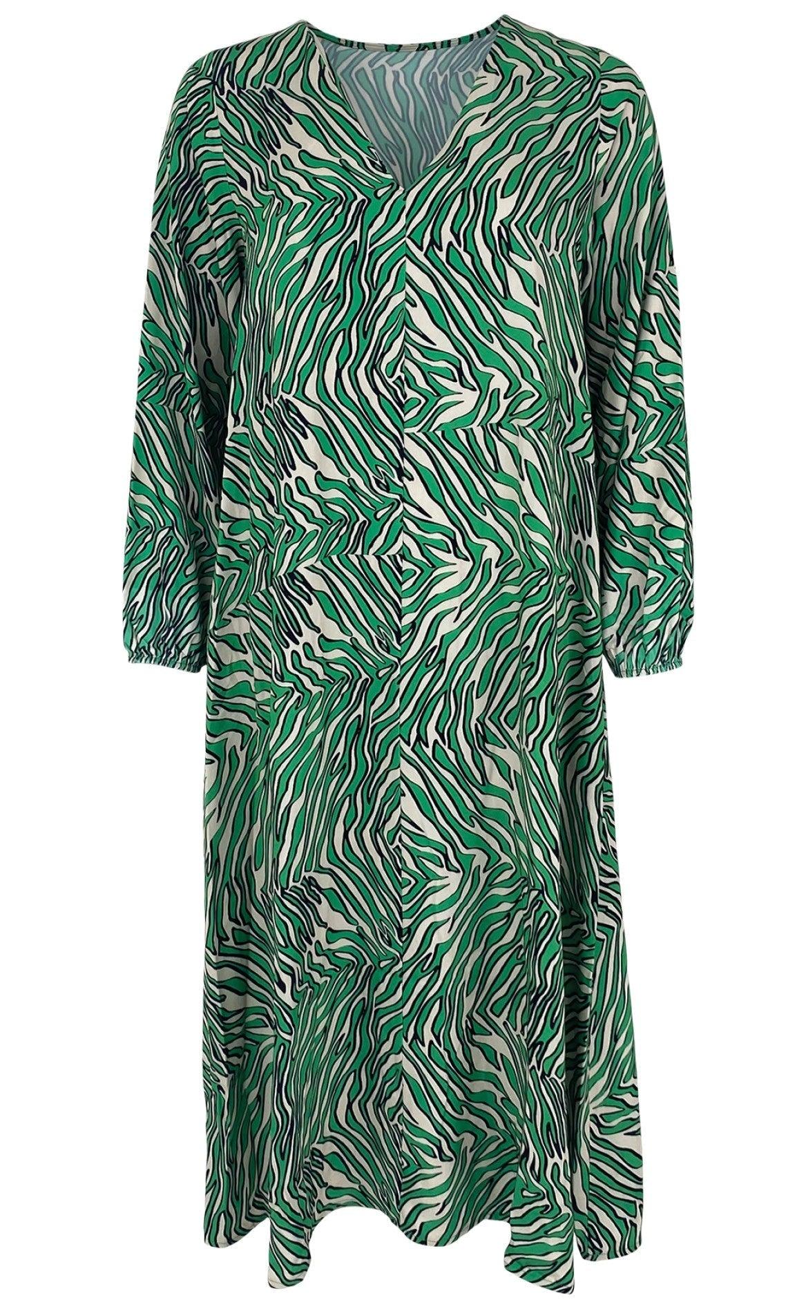 Black Colour Kjole - Gilly - Green Zebra