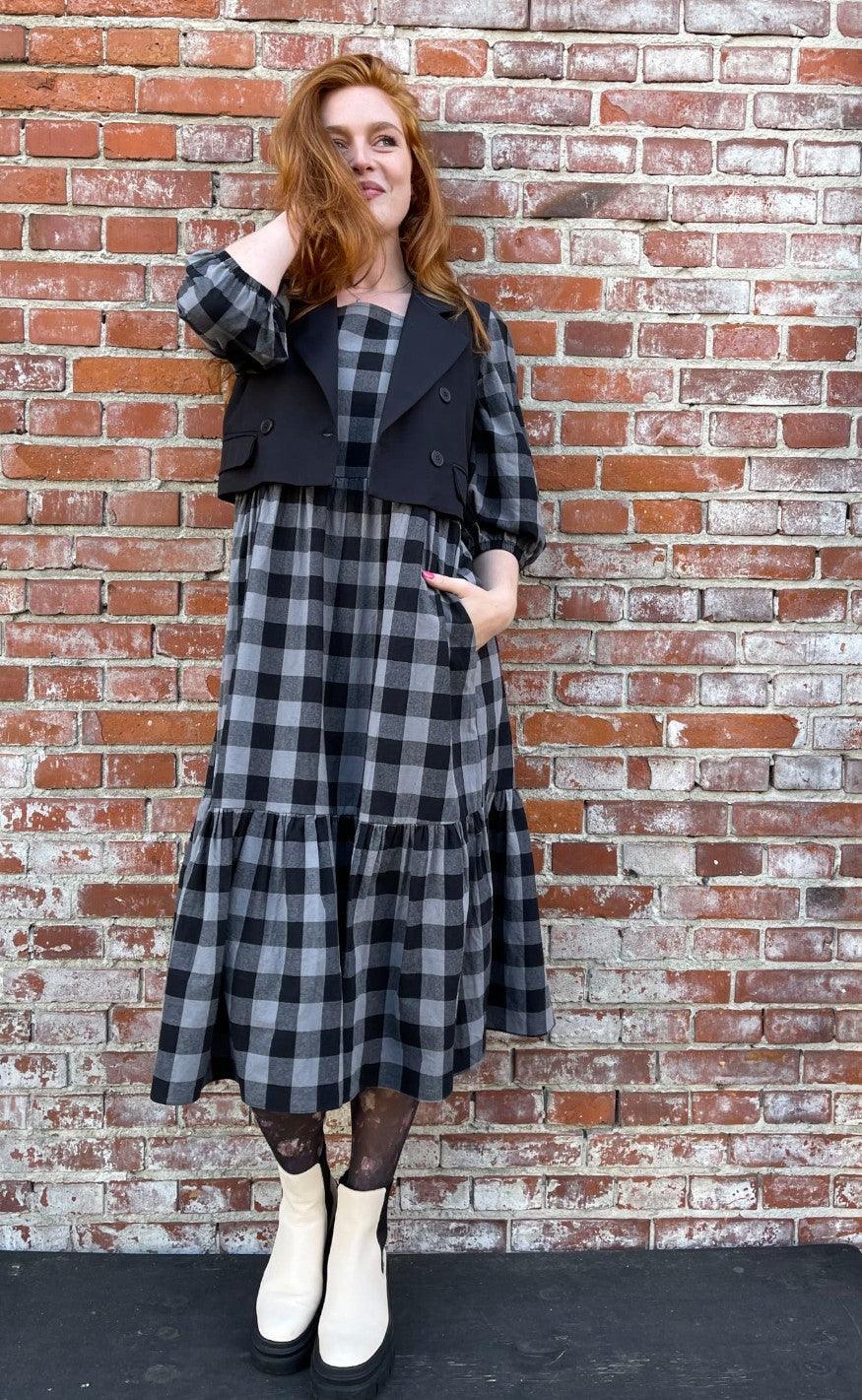 Black Colour Kjole - Lida - Grey