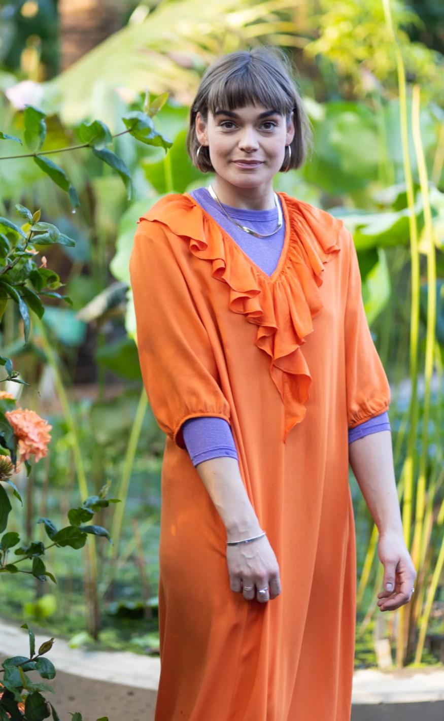 Black Colour Kjole - Lily - Orange