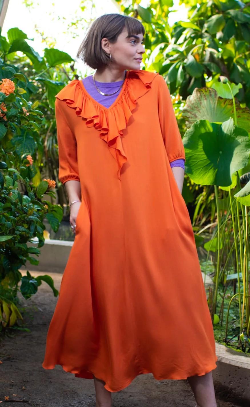 Black Colour Kjole - Lily - Orange