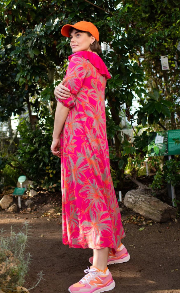 Black Colour Kjole - Lily Printed - Pink