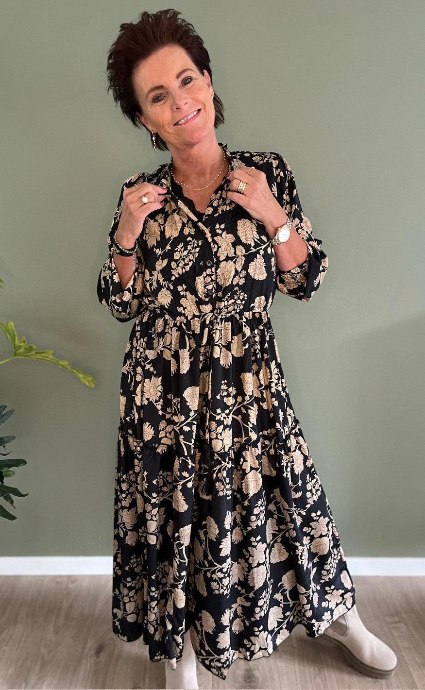 Black Colour Kjole - Luna Boho - Ivory Black