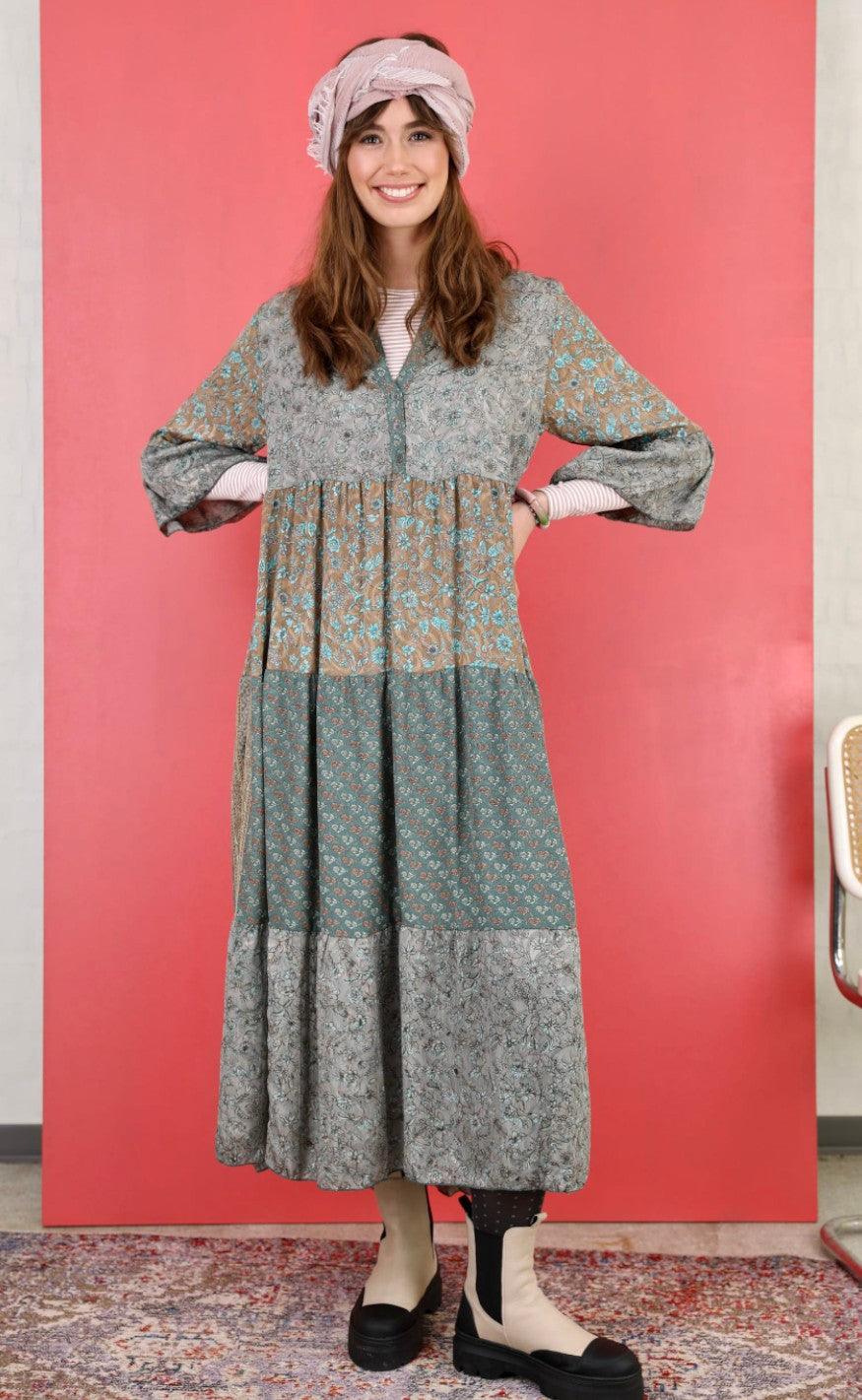 Black Colour Kjole - Luna Boho Long - Mint Mix