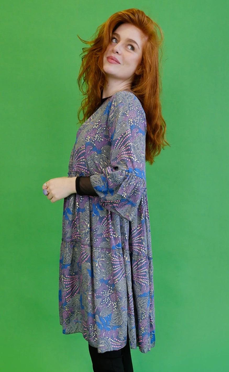 Black Colour Kjole - Luna Boho Short - Blue Fan