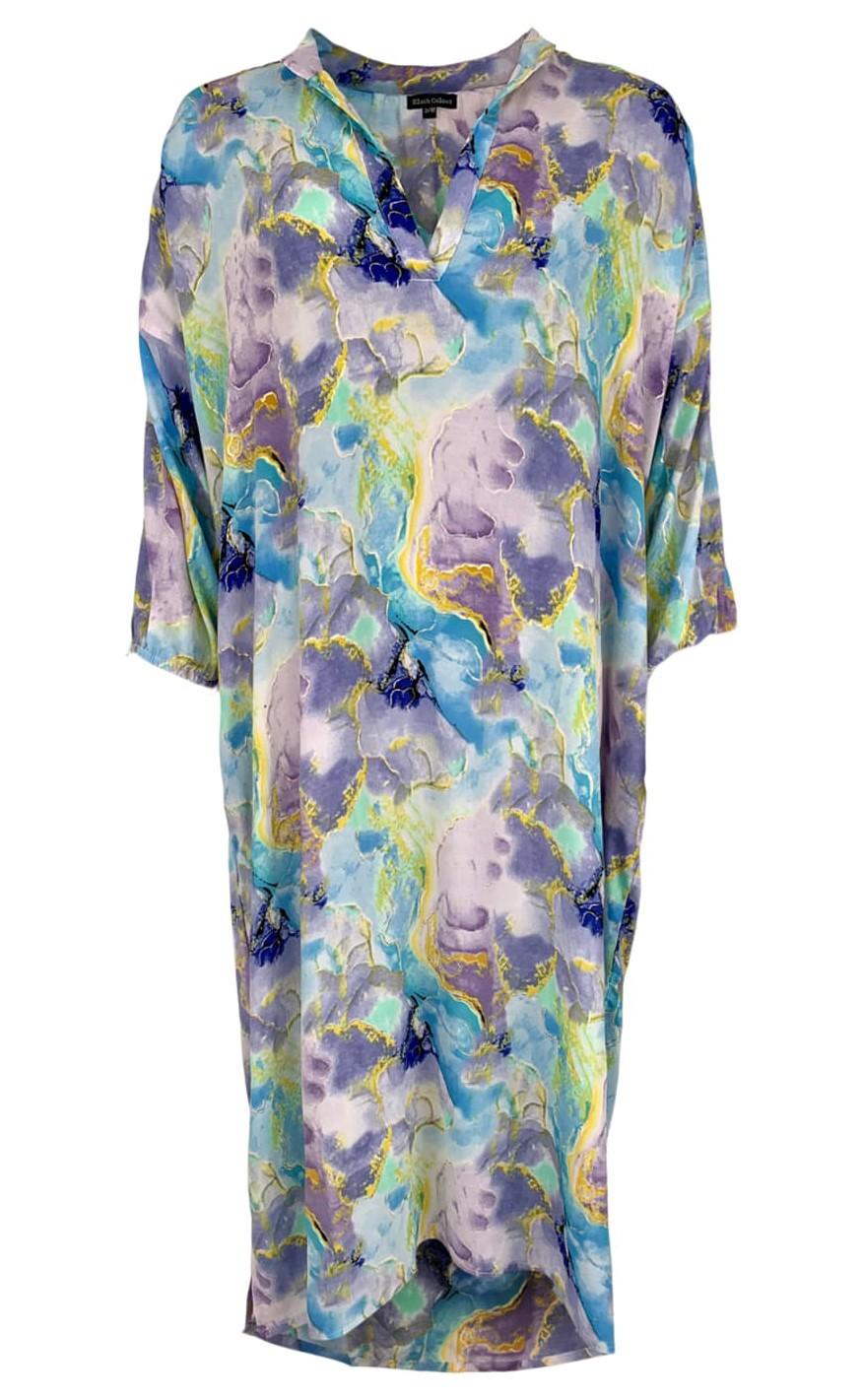 Black Colour Kjole - Luna Kaftan - Marble Blue