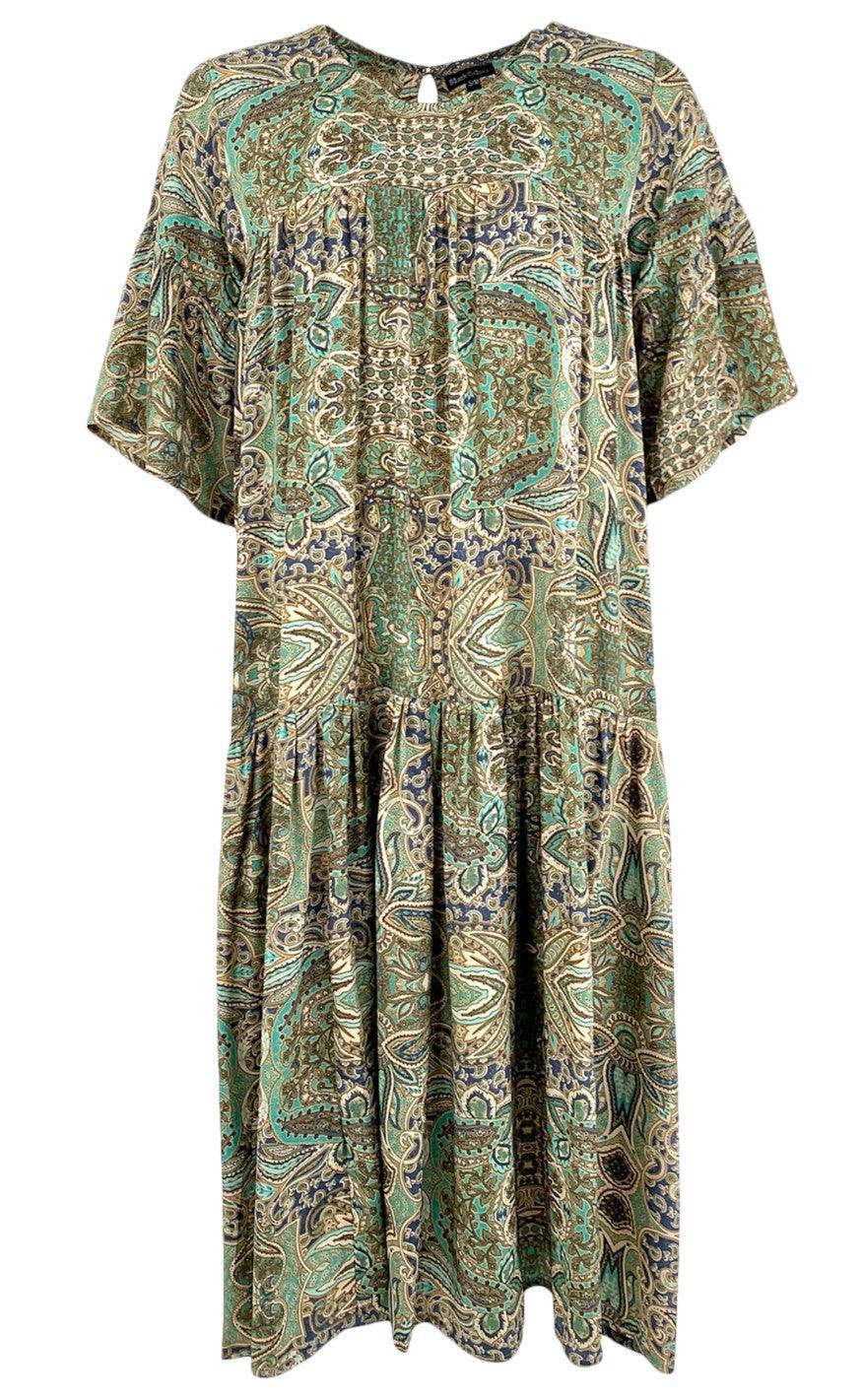 Black Colour Kjole - Luna LEX S/S Maxi - Green Paisley