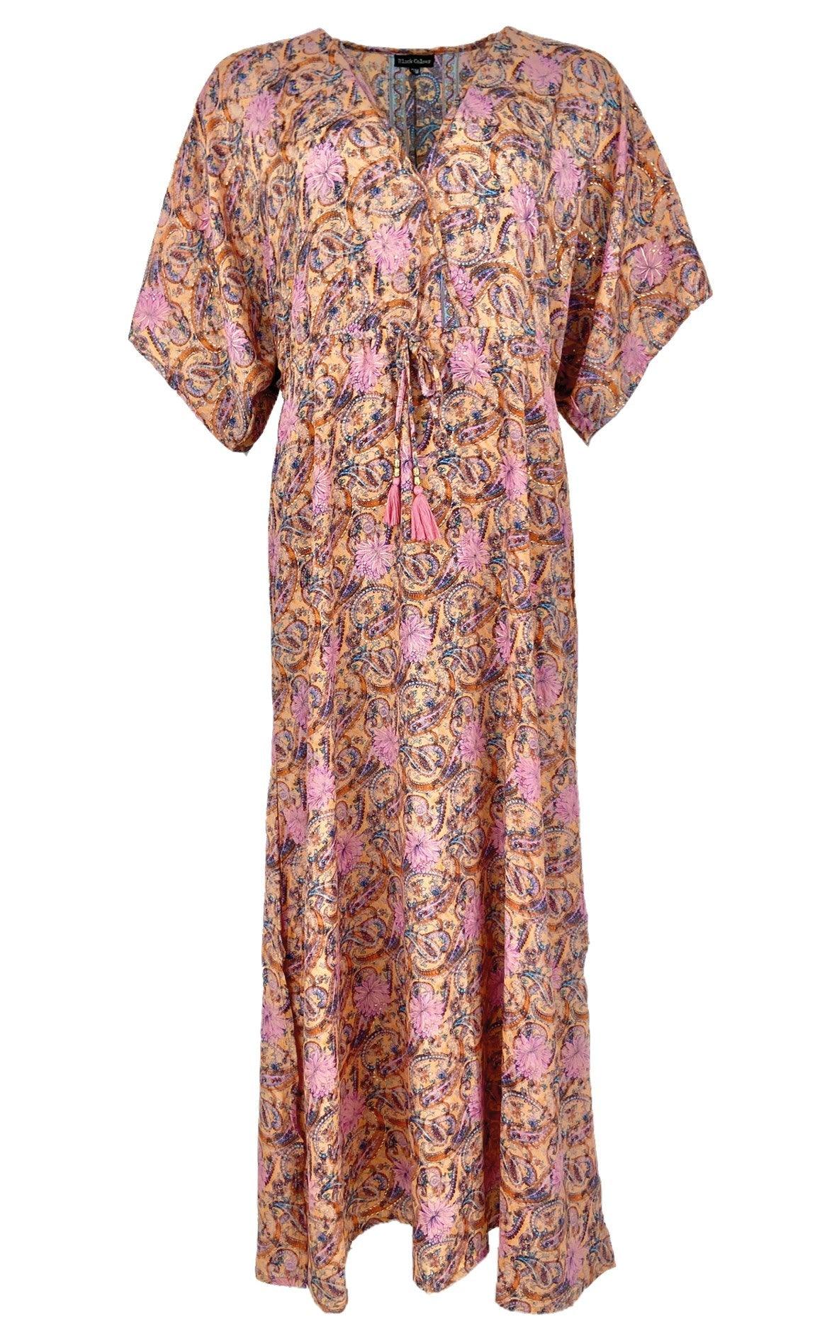 Black Colour Kjole - Luna Long V-Neck - Pastel Peach