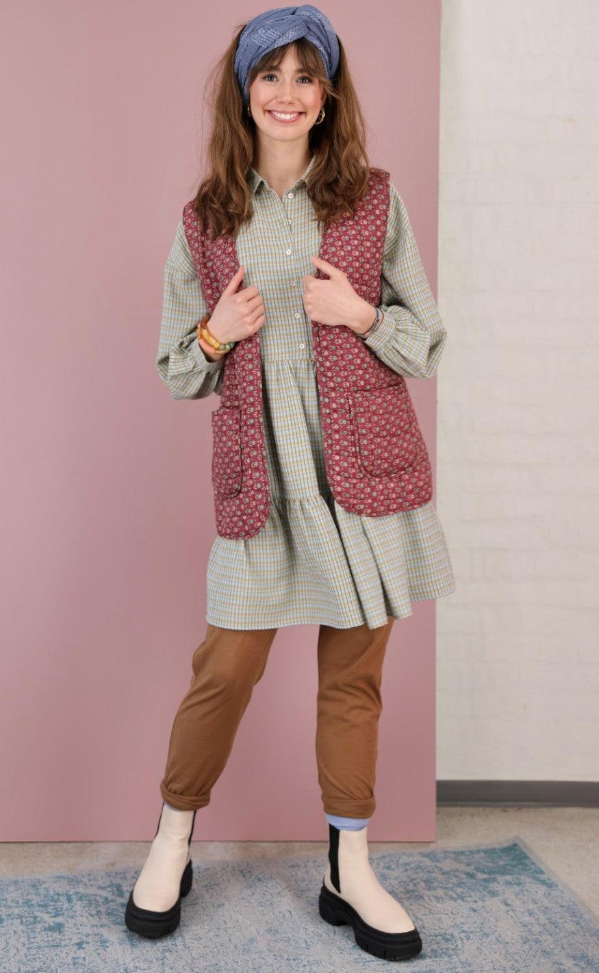Black Colour Kjole - Raffaela Midi Check - Mint