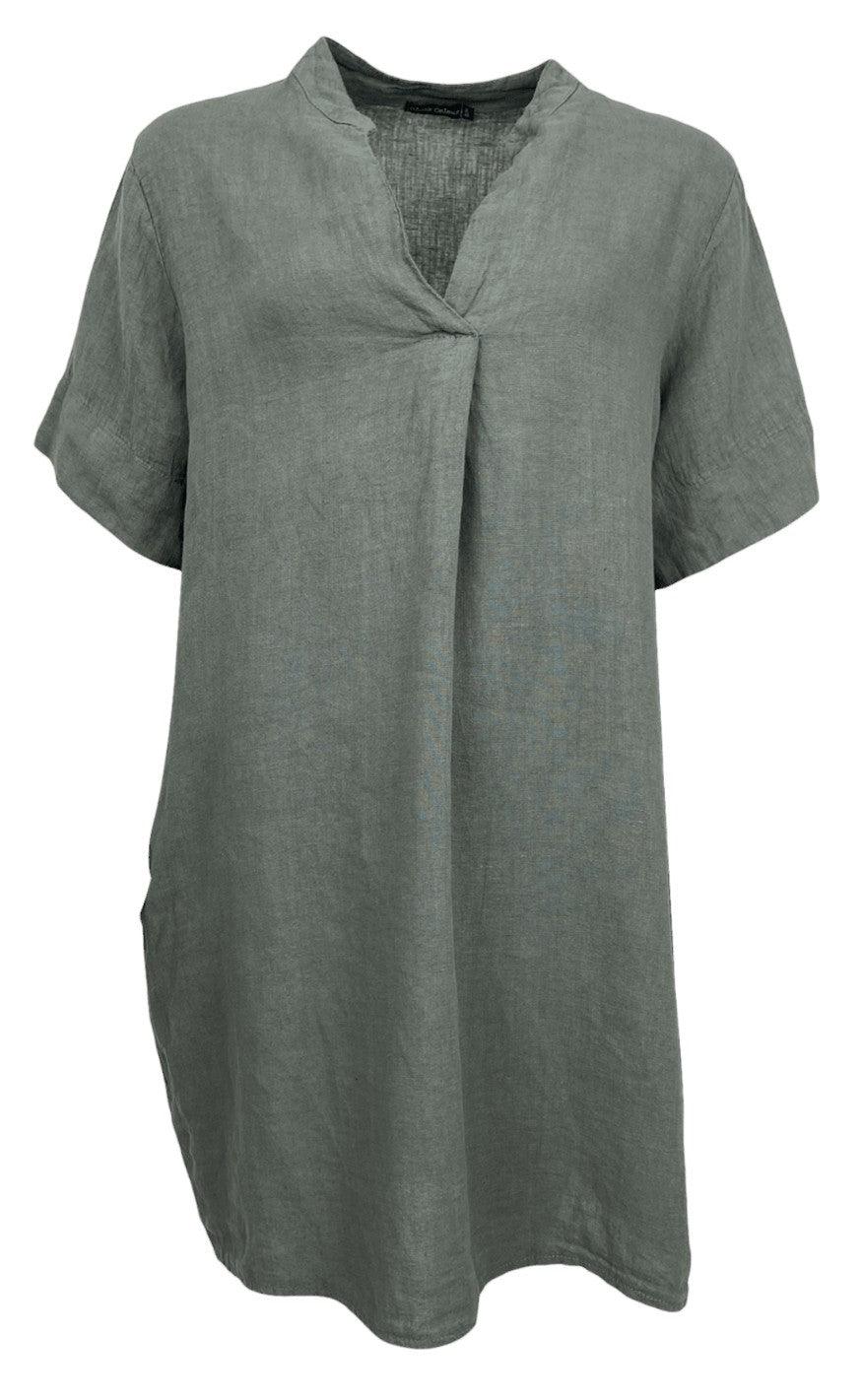Black Colour Kjole - Siena Linen Tunic - Army