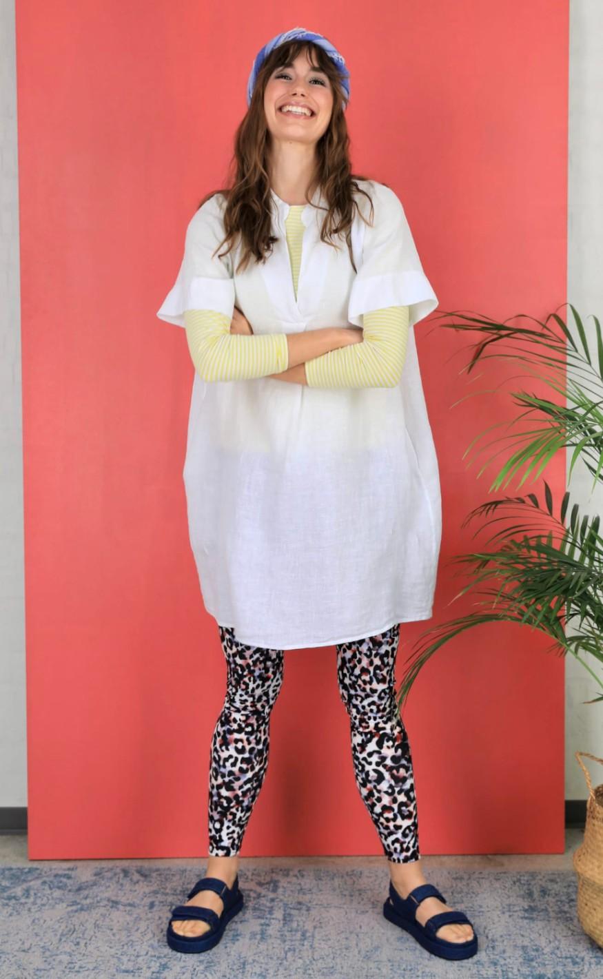 Black Colour Kjole - Siena Linen Tunic -White