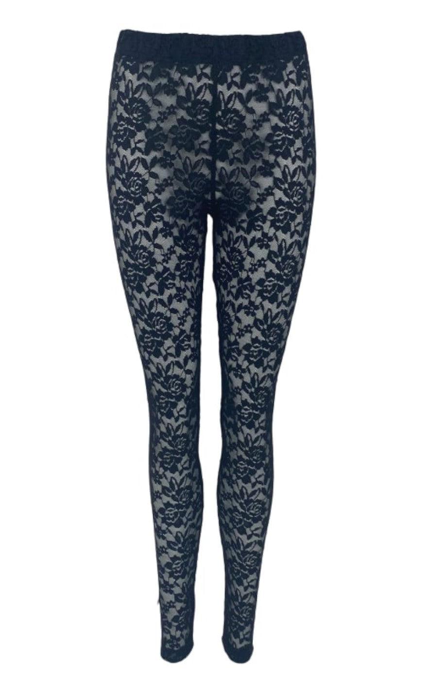 Black Colour Leggings - Eloise Lace - Black