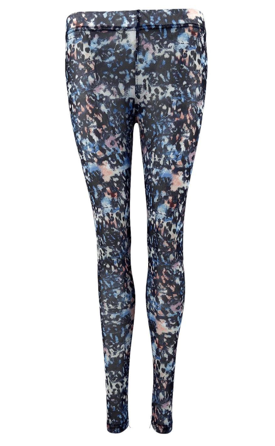 Black Colour Leggings - Florence Mesh - Black/Blue