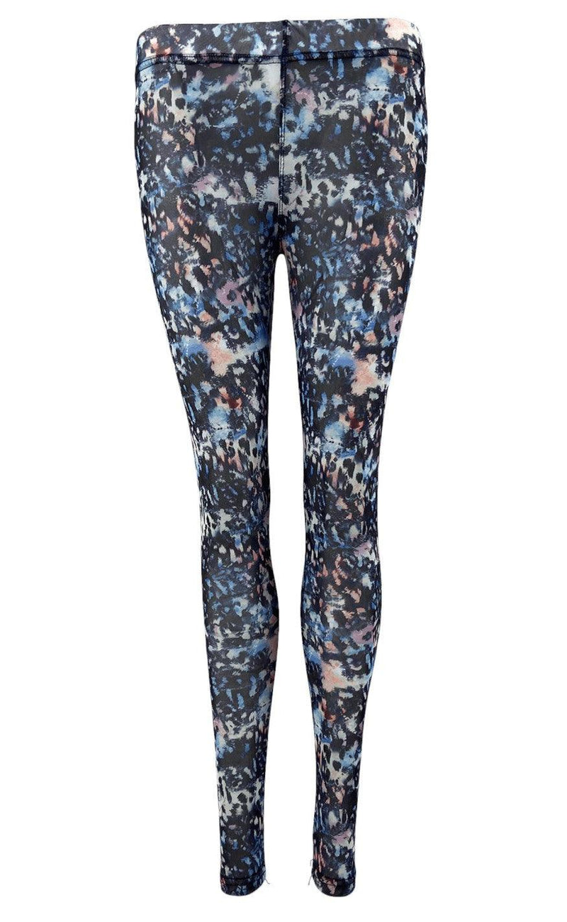 Black Colour Leggings - Florence Mesh - Black/Blue