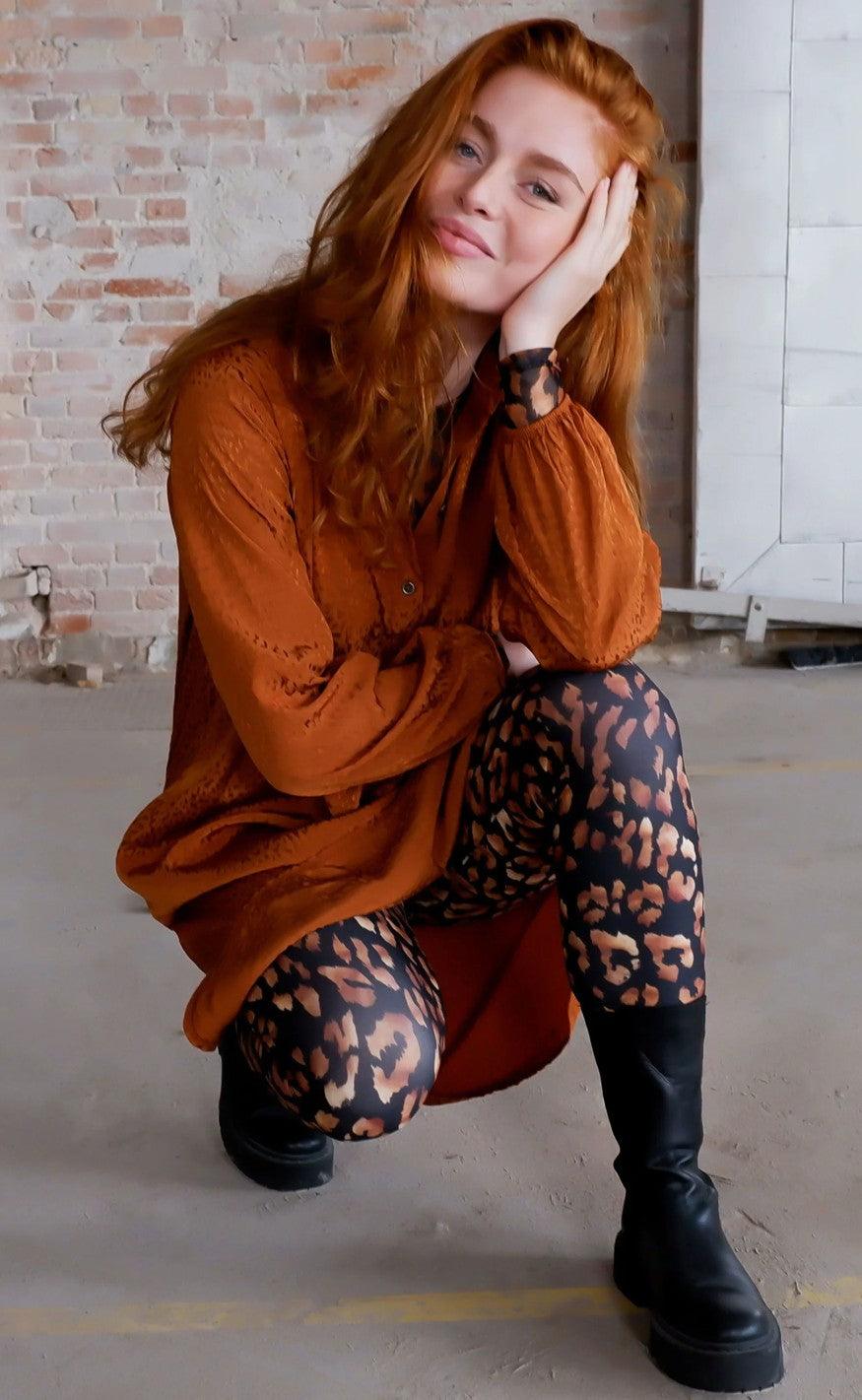 Black Colour Leggings - Robyn - Golden Animal