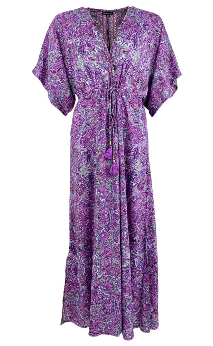 Black Colour - Luna Long V-Neck Kjole - Lavender Paisley