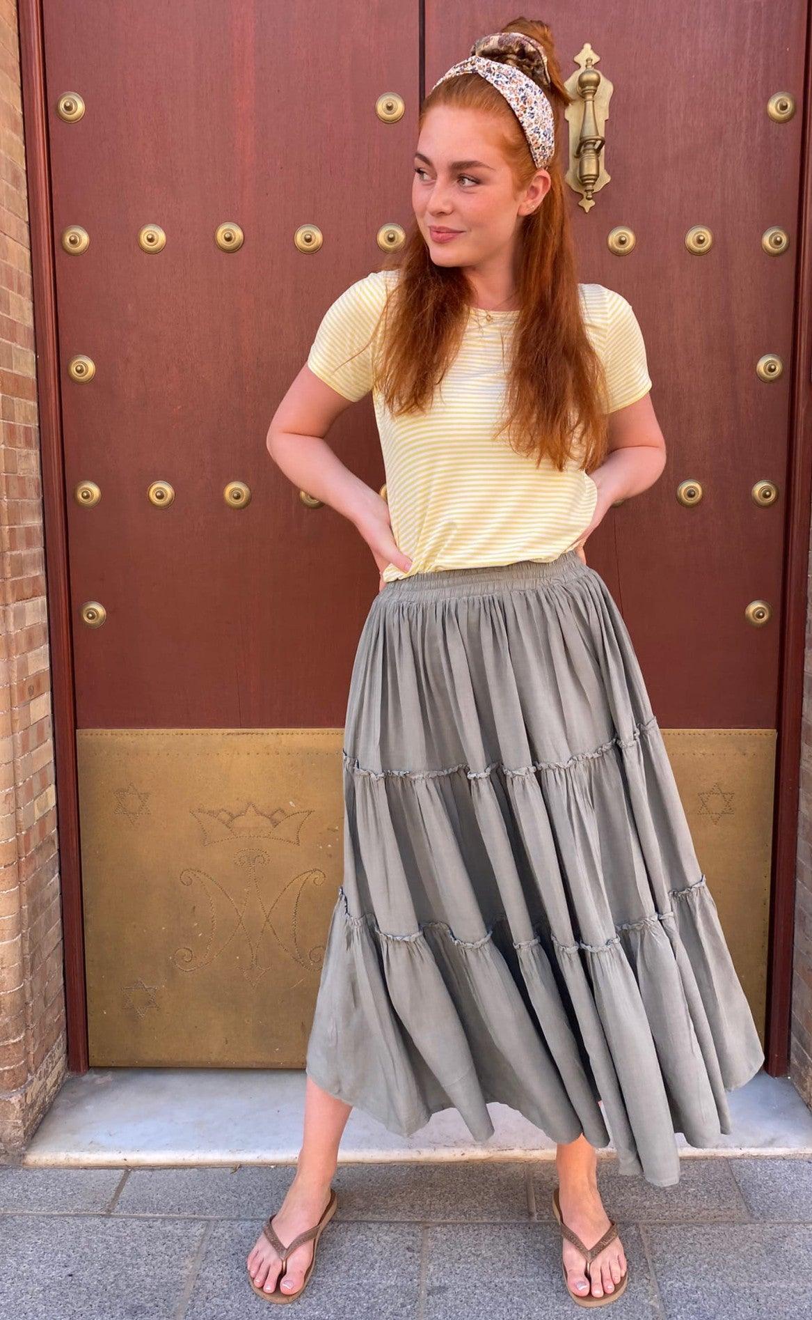 Black Colour Nederdel - Ada Boho - Olive