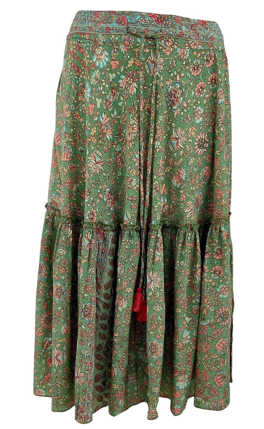 Black Colour Nederdel - Luna Boho Midi - Green Breeze