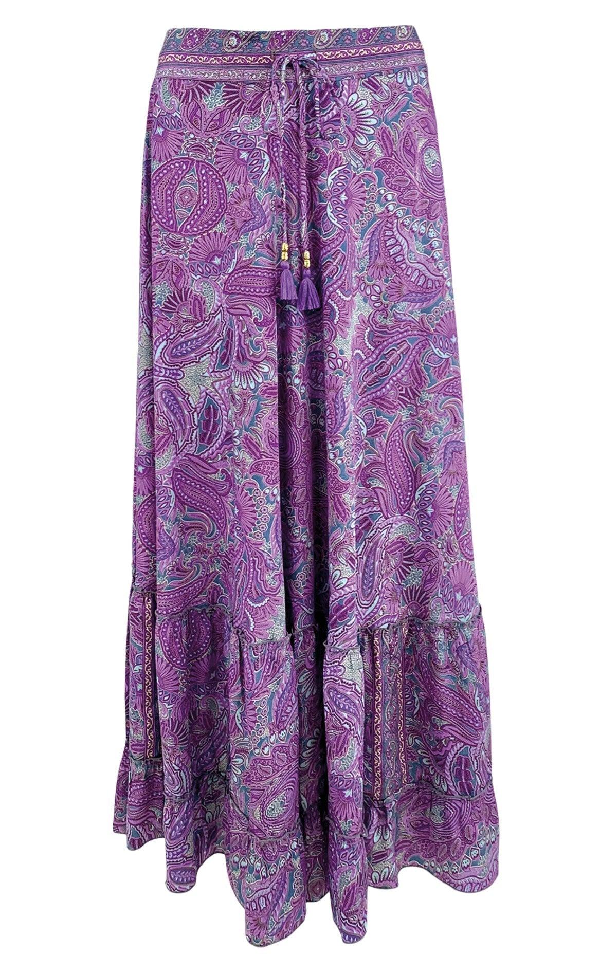 Black Colour Nederdel - Luna Maxi - Lavender Paisley