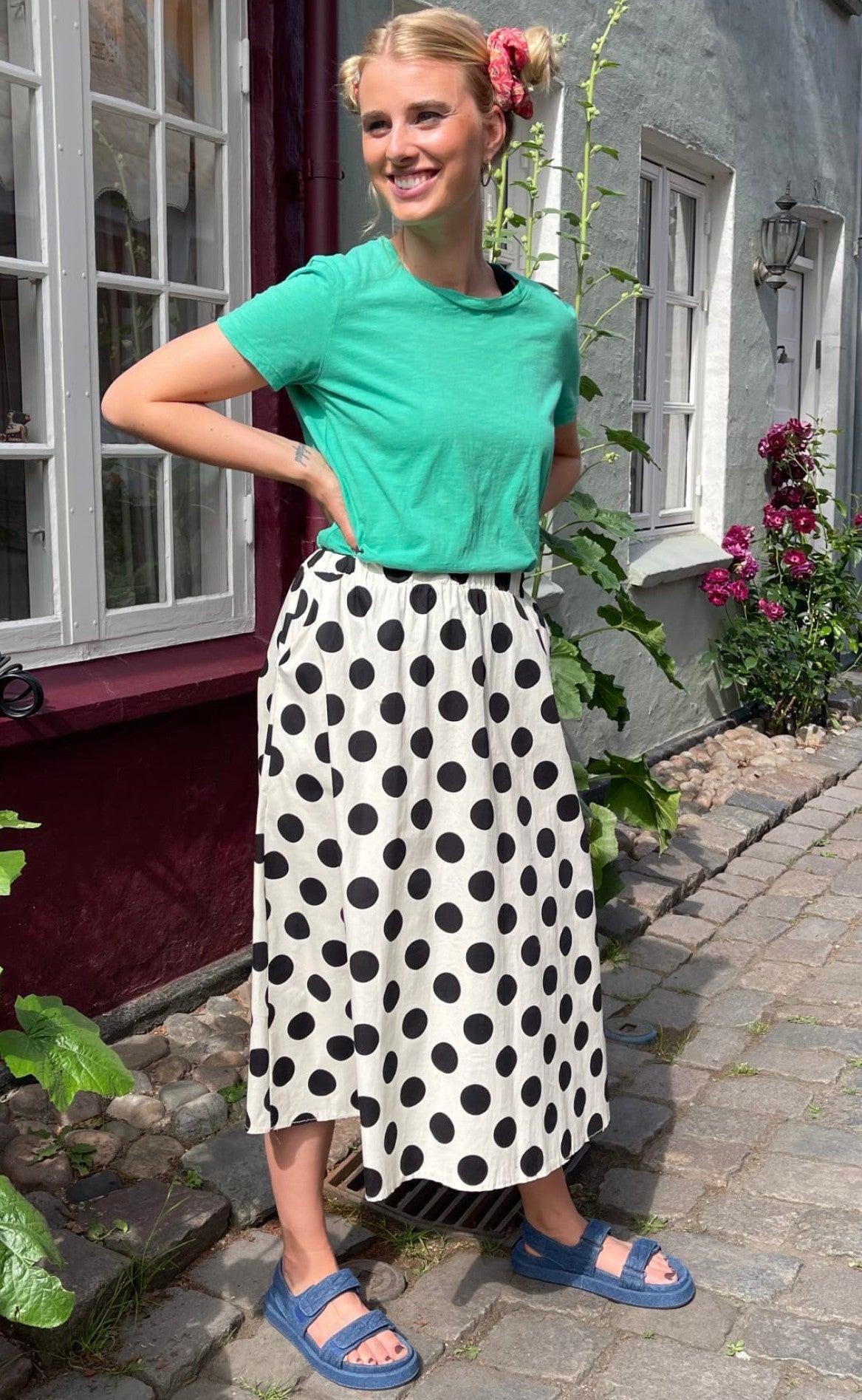 Black Colour Nederdel - Polka - Black