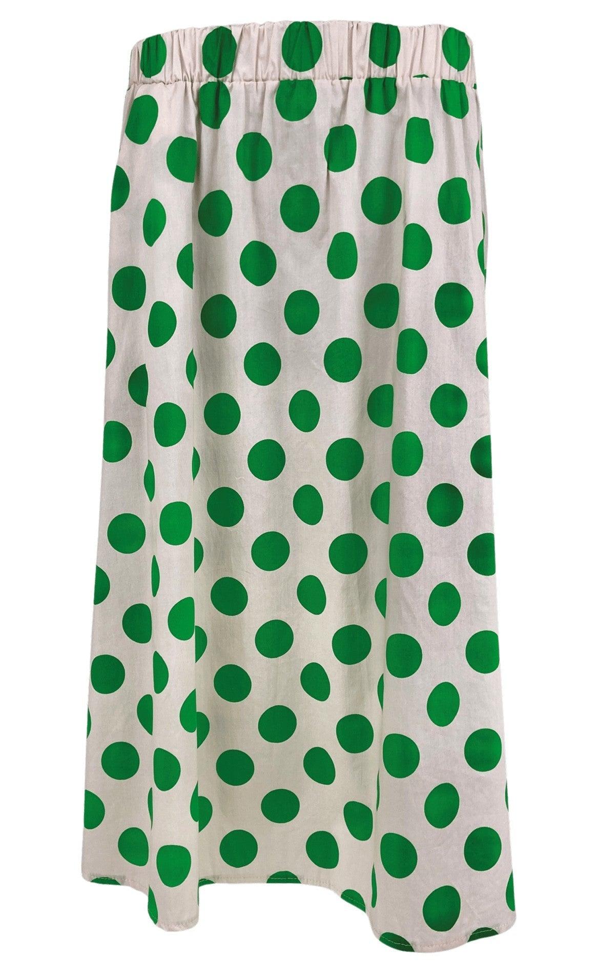 Black Colour Nederdel - Polka - Green
