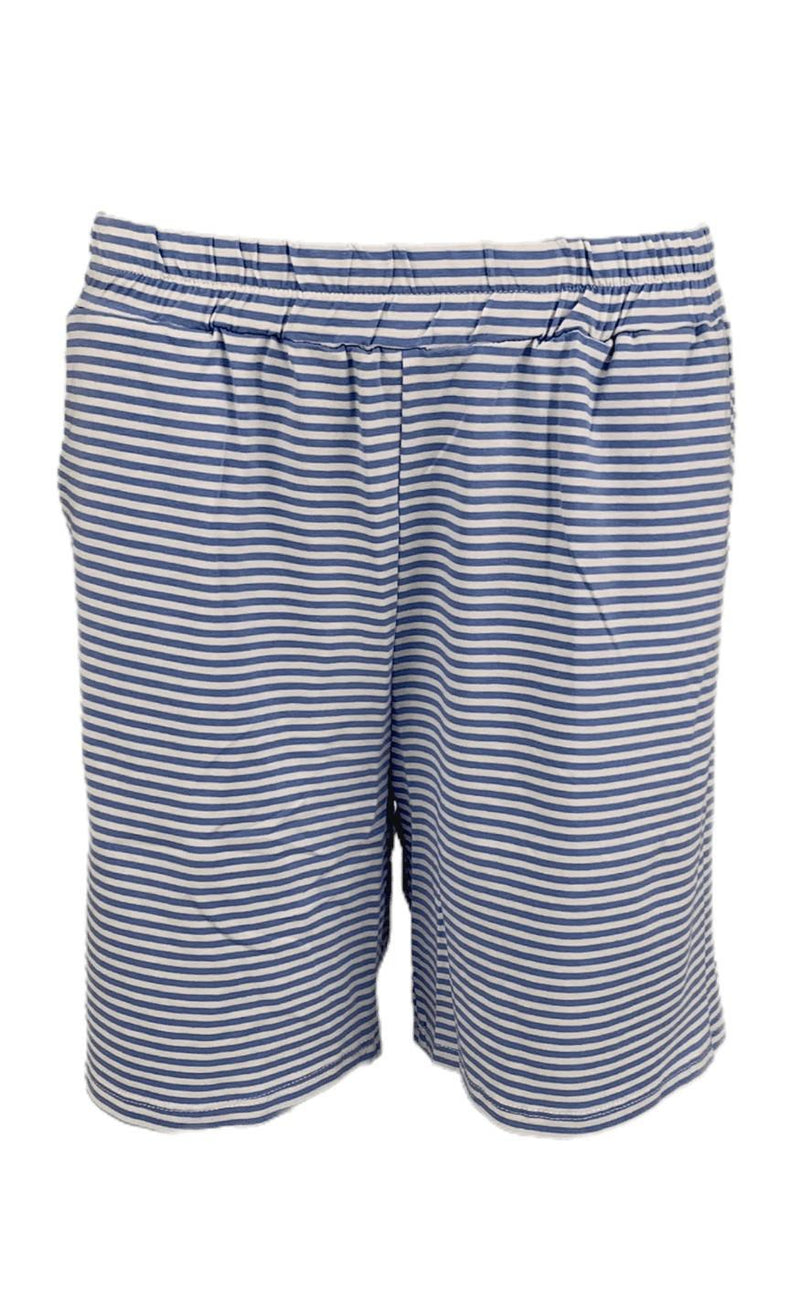 Black Colour Shorts - Polly Jersey Striped - Blue
