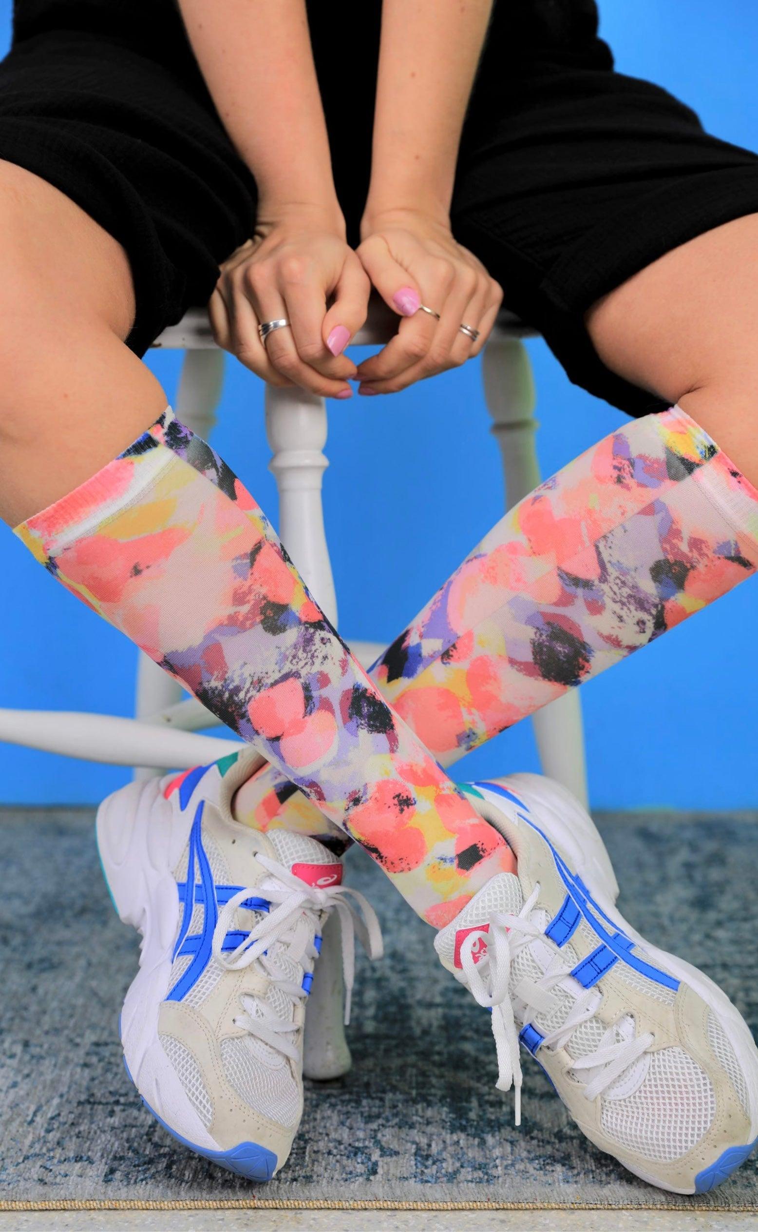 Black Colour Strømper - Aura Knee High Socks - Colour Splash