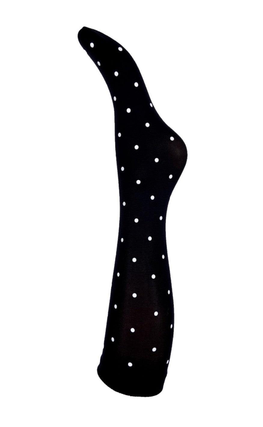 Black Colour Strømper - Aura Knee High Socks - Dots Black
