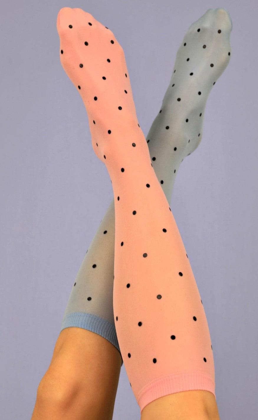 Black Colour Strømper - Aura Knee High Socks - Dots Sky