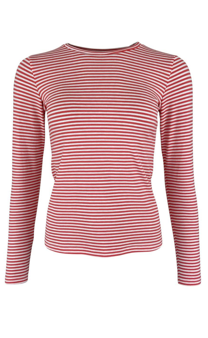 Black Colour T-shirt - Polly Striped - Coral