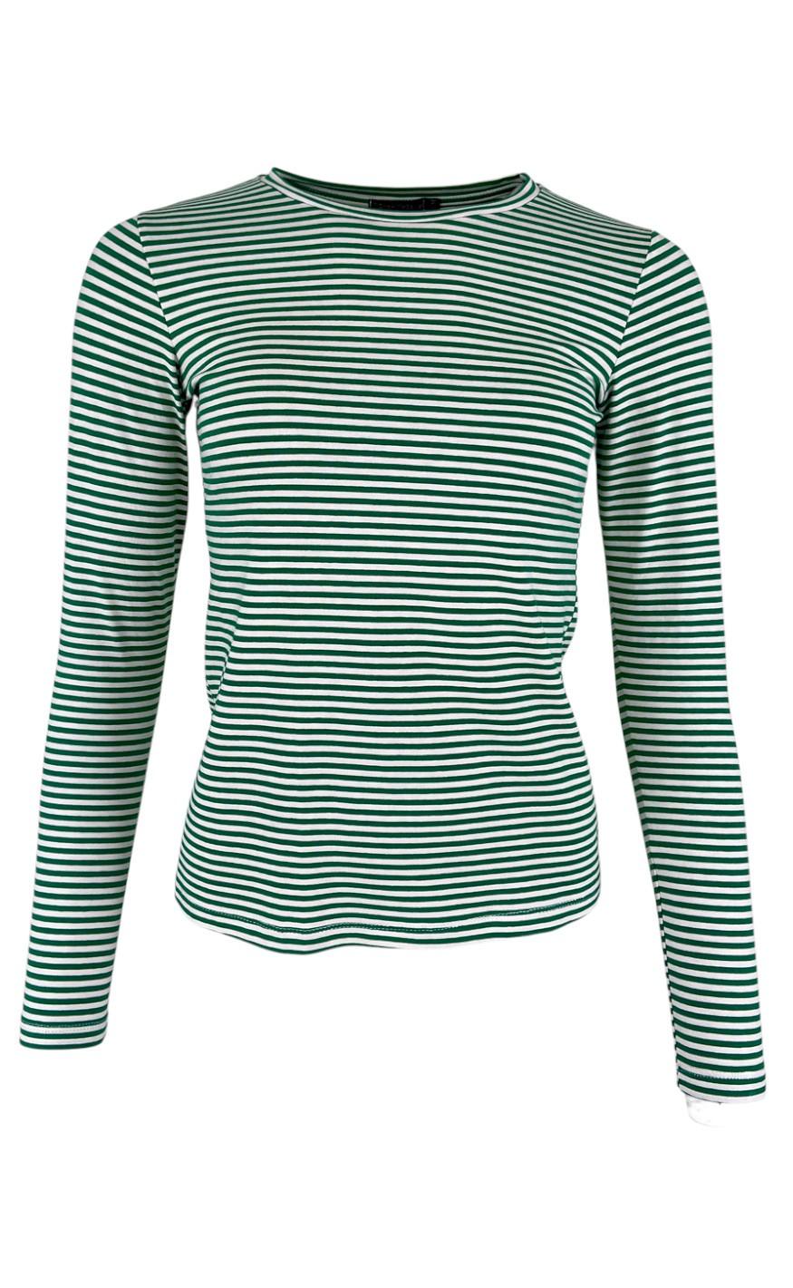 Black Colour T-shirt - Polly Striped - Green