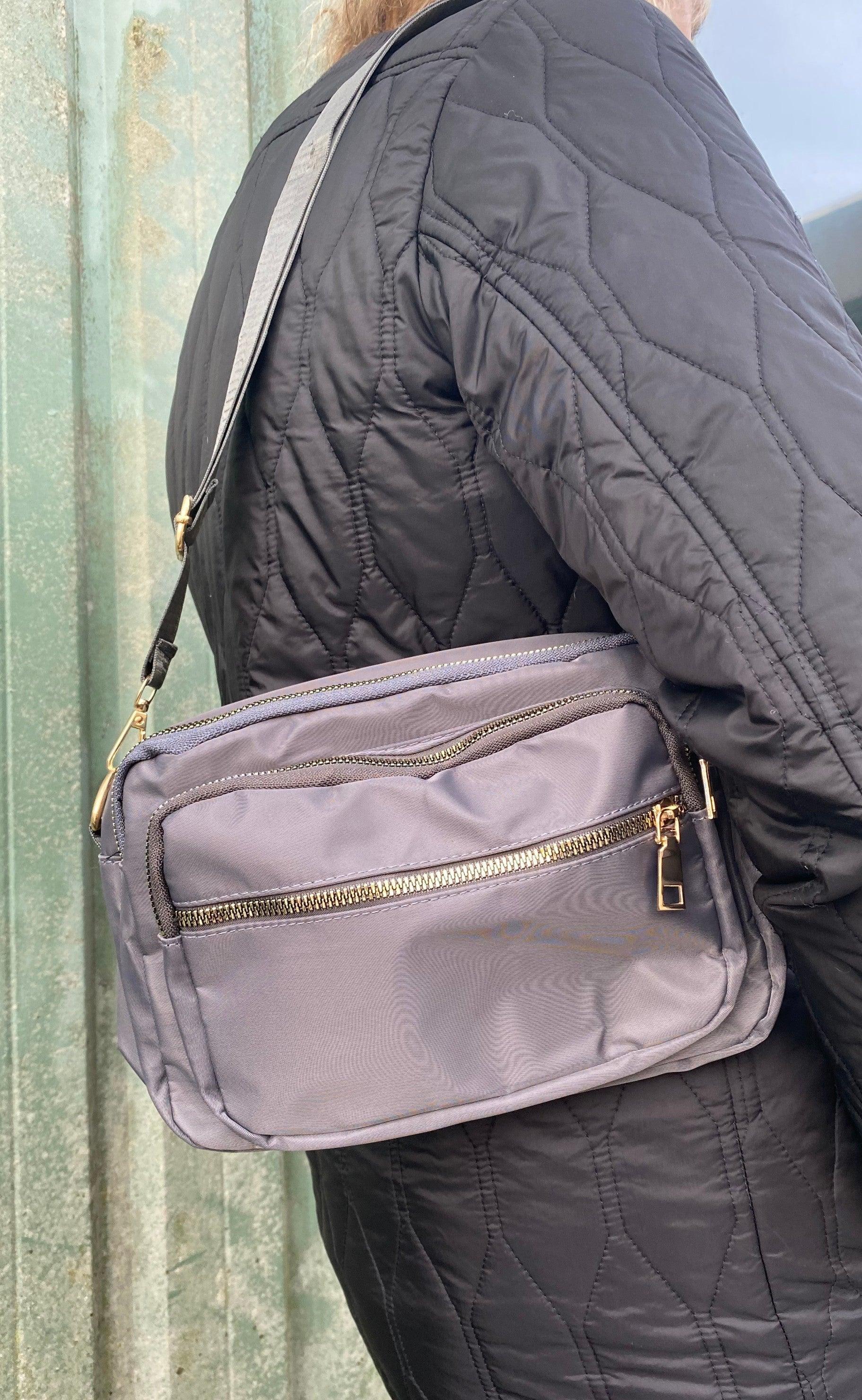 Black Colour Taske - Viggy Nylon Medium - Grey
