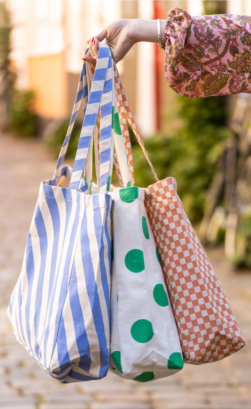 Black Colour Taske - Vonda Shopper - Blue Stripe