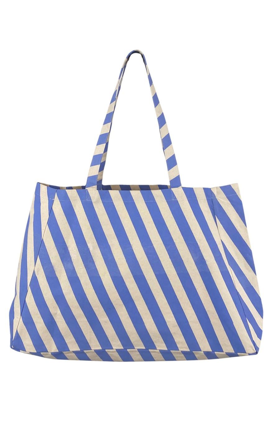 Black Colour Taske - Vonda Shopper - Blue Stripe