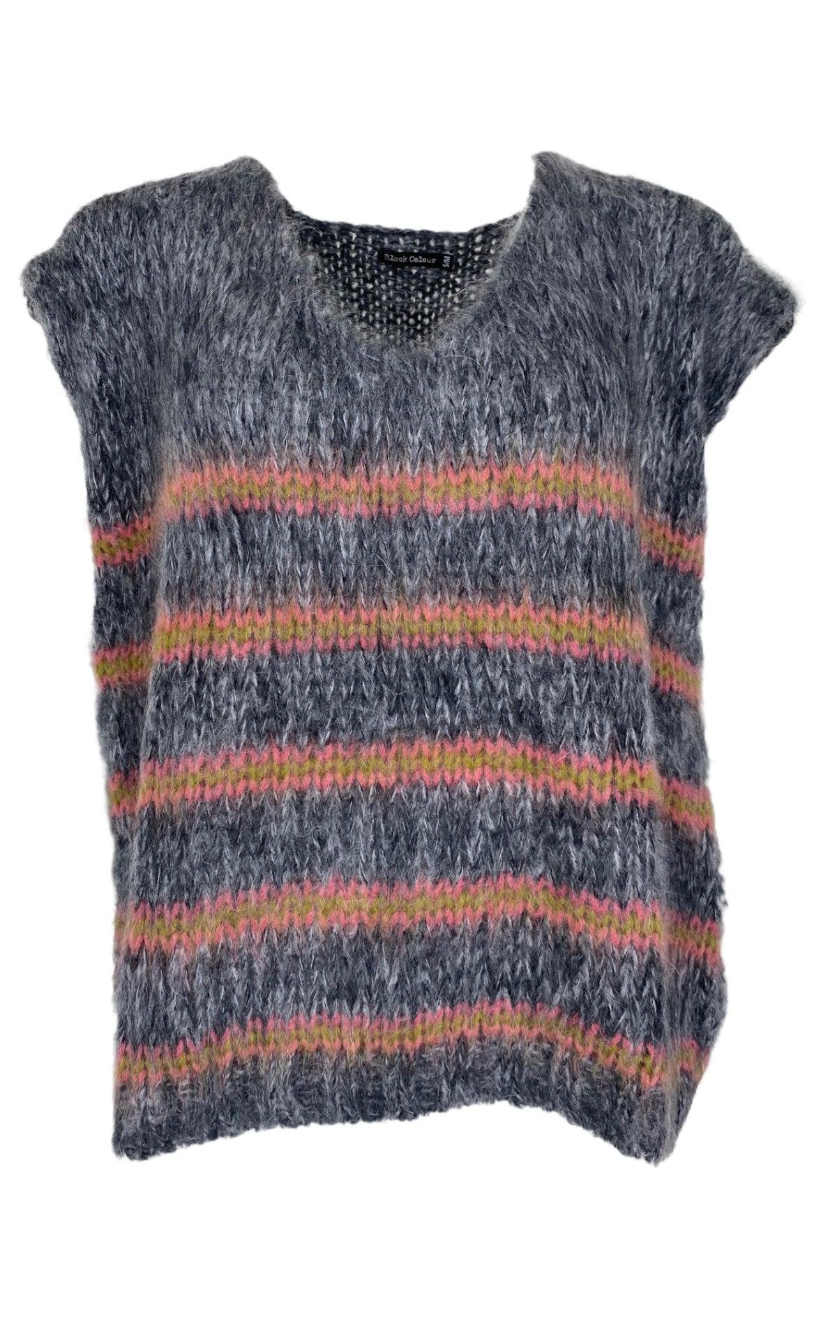 Black Colour Vest - Gemma - Grey / Pink