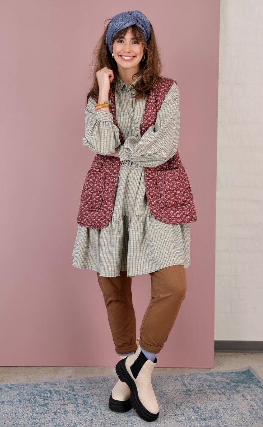 Black Colour Vest - Luna Quilted - Bloom Marsala