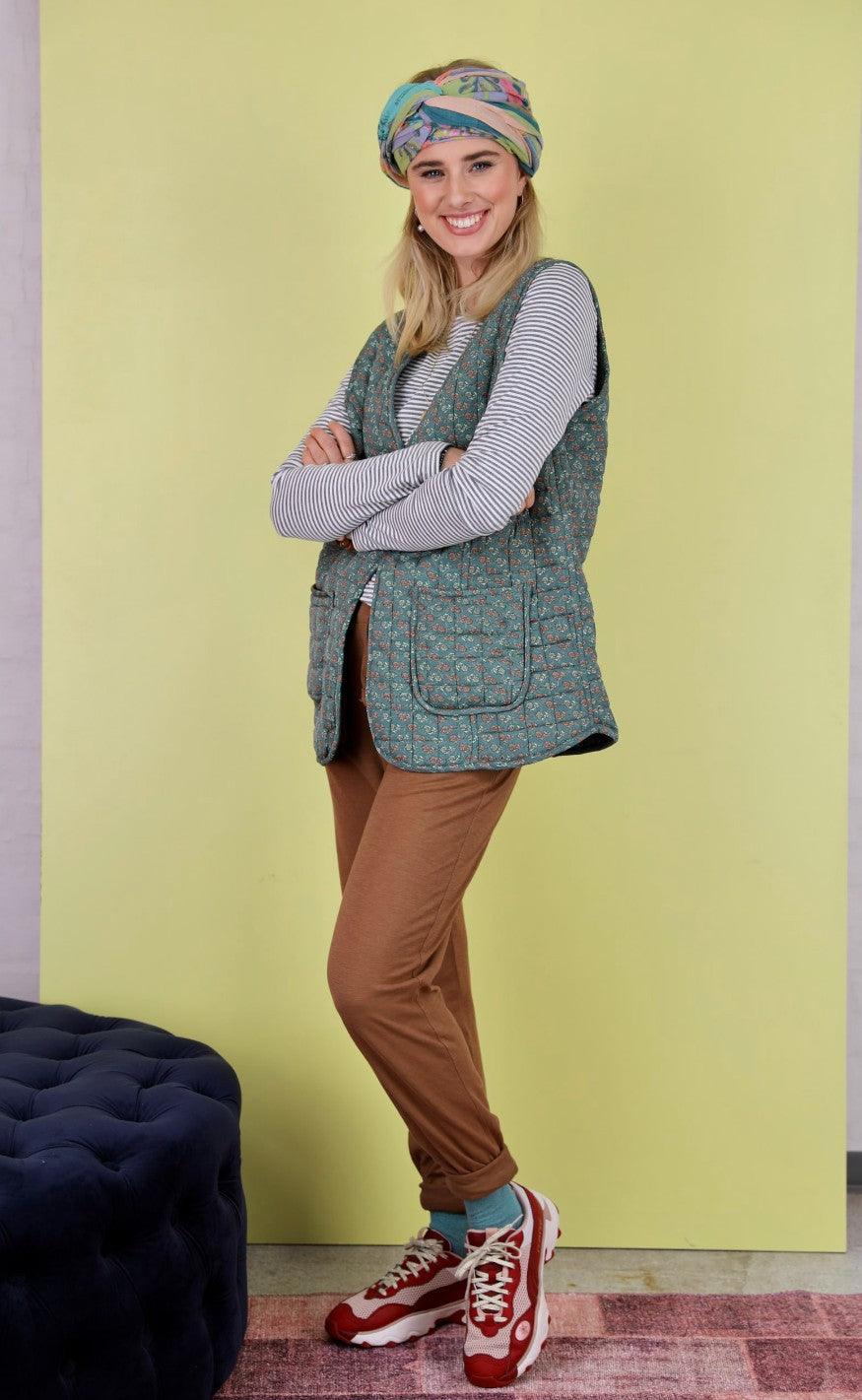 Black Colour Vest - Luna Quilted - Bloom Mint