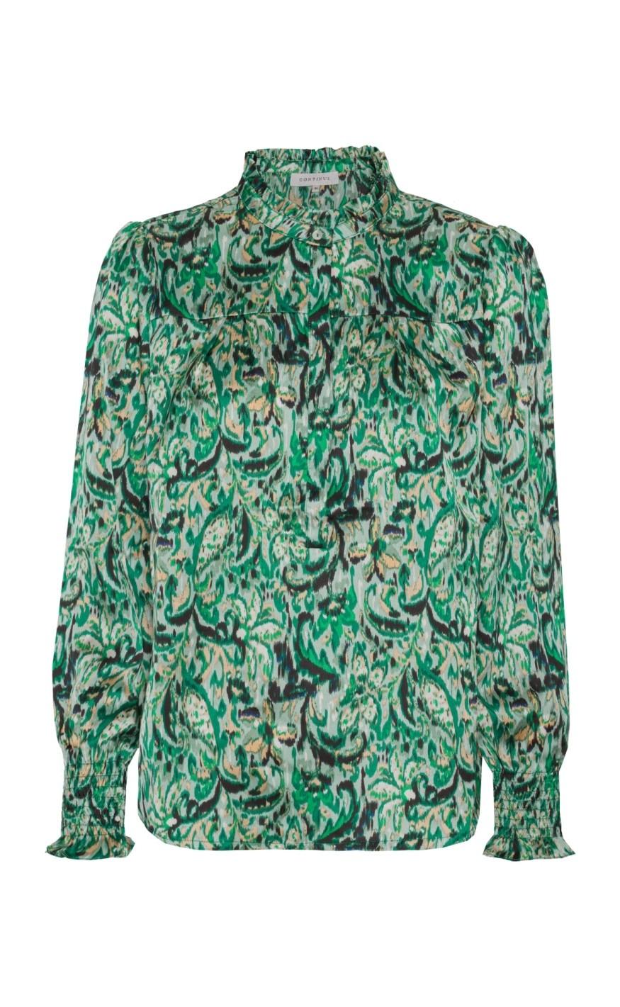 Continue Bluse - Asta - Green Paisly