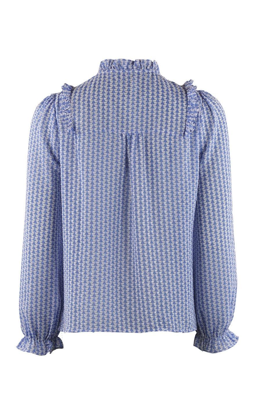 Continue Bluse - Bodil - Blue/White