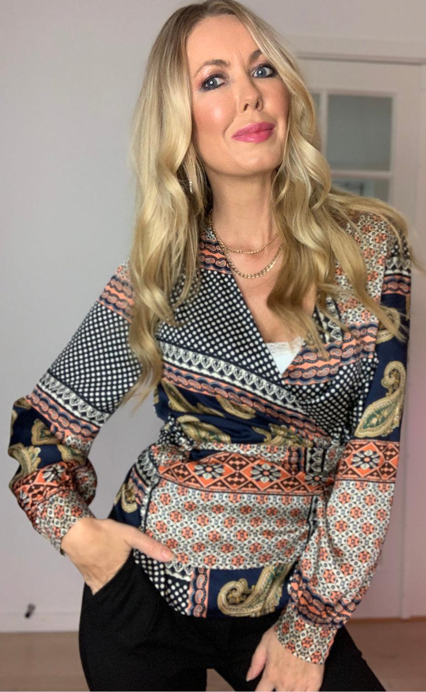 Continue Bluse - Ea - Multi Paisly Print