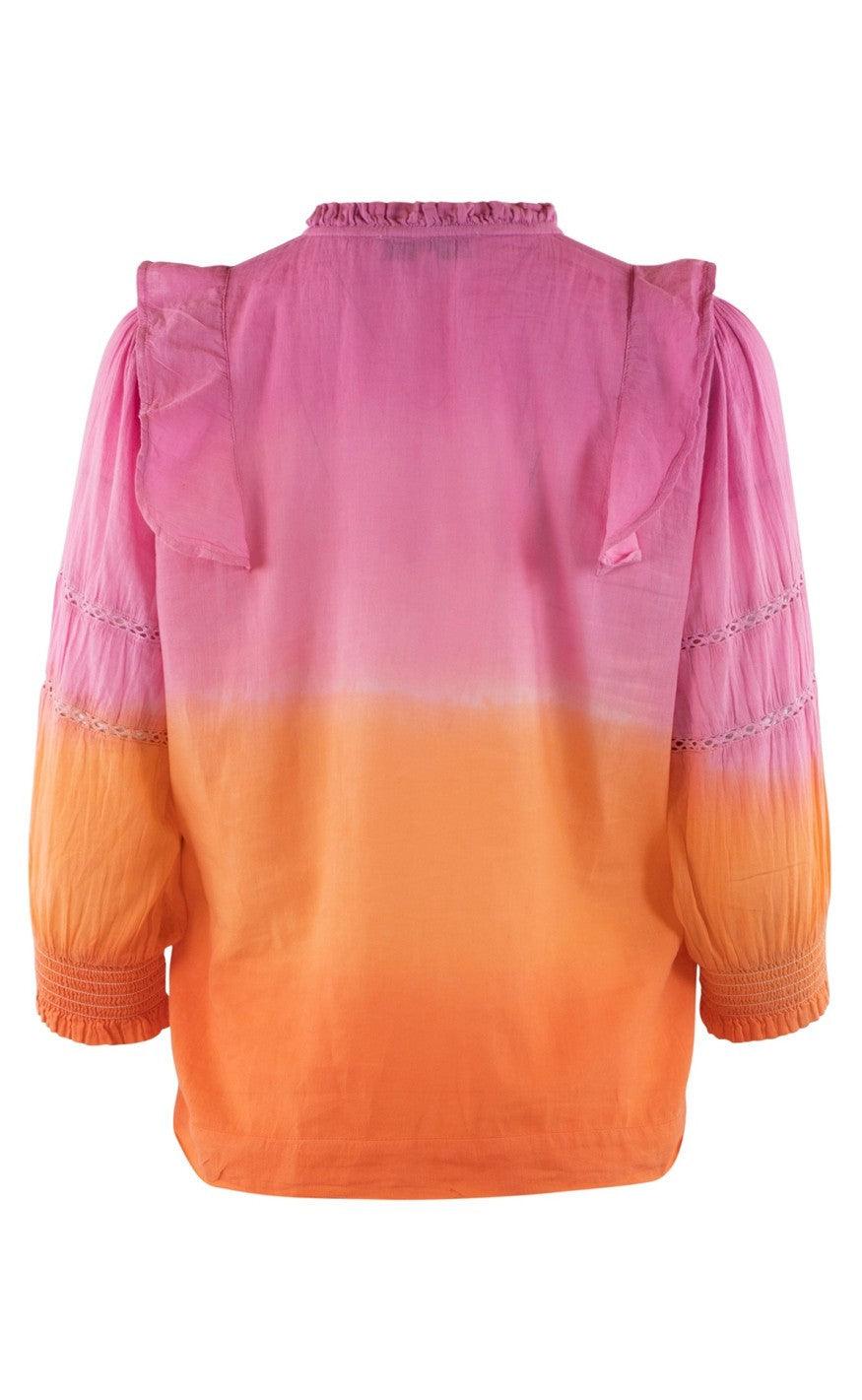 Continue Bluse - Joey - Orange/Pink Dip Dye